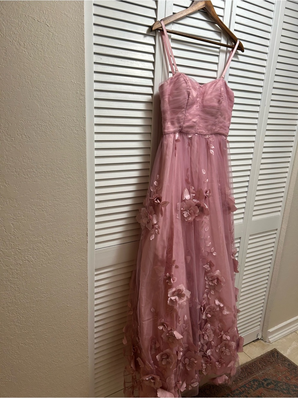 BCX Mauve Pink Floral Appliqué Tulle Dress for Women’s Junior Size 7